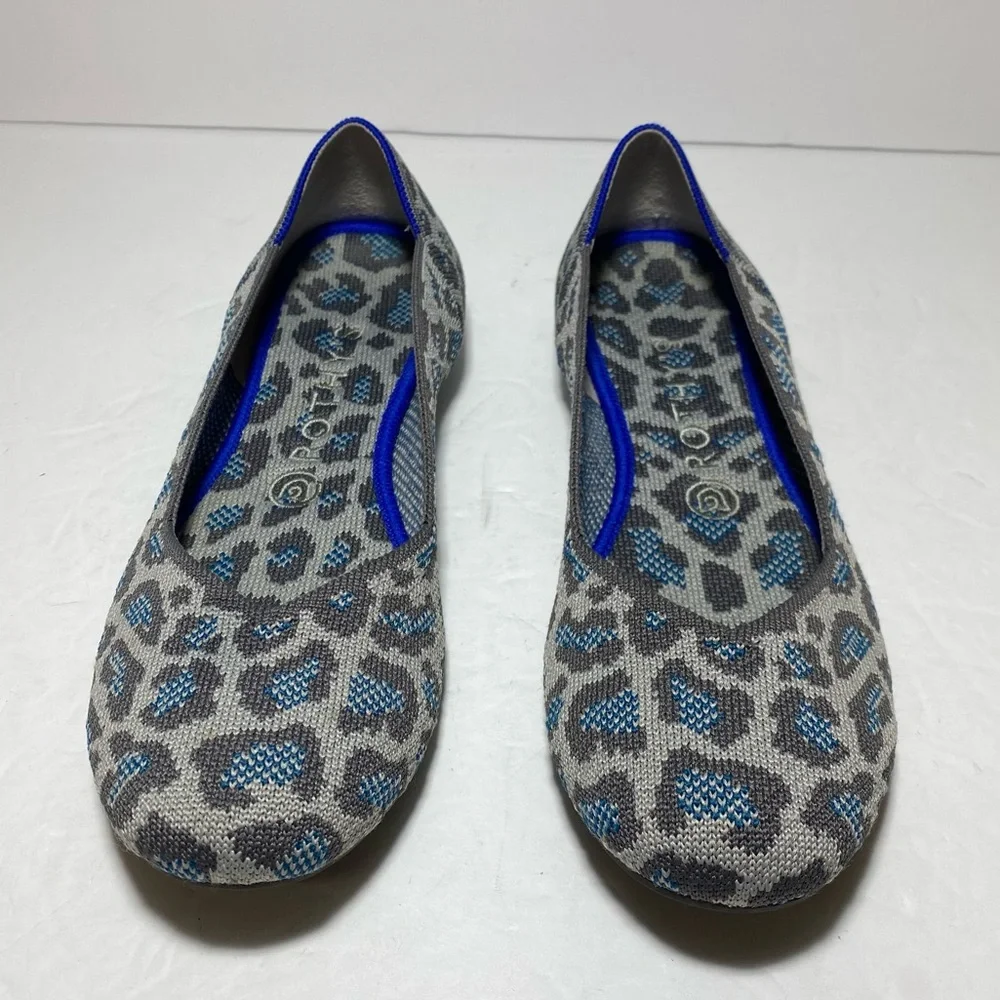 Rothy's The Flat In Gray Leopard Spotted Retired Print Size 8 Ballet Flat
